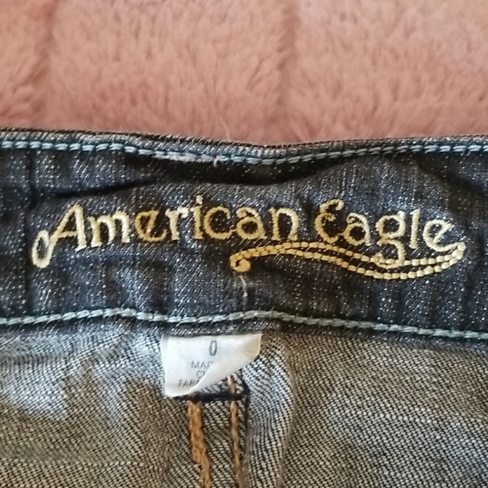 American Eagle Distressed Black Jean Skirt
